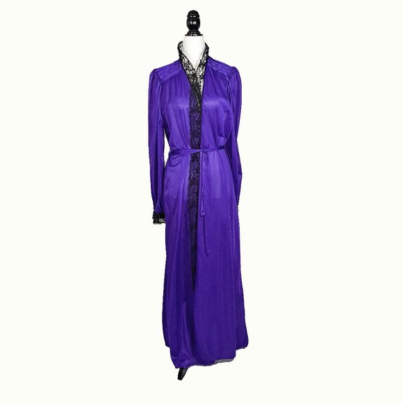 Purple Sheer Nylon Lace Robe Vintage New! - Picture 7 of 7